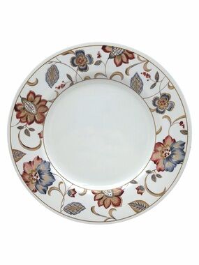 Queens Earthenware 10.5" Dinner Plate Jacobean Boho‎ Red White Blue Floral
